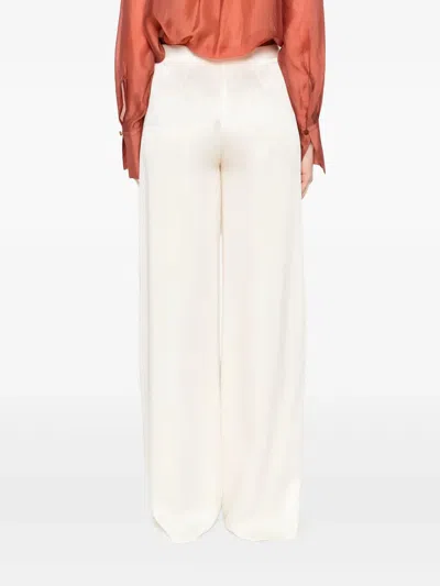 Forte Forte Shiny Anvers Satin High Waist Embroidered Pants In White