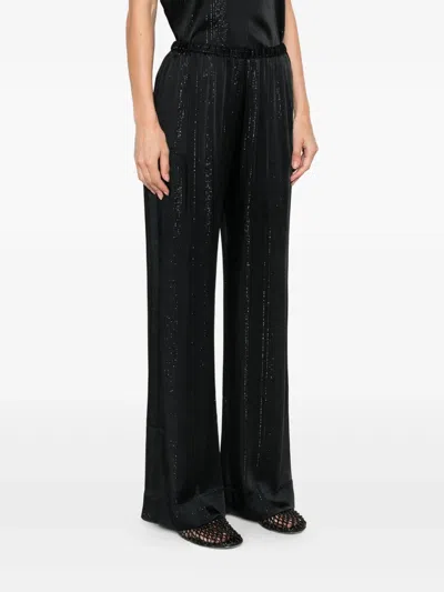 Forte Forte Silver Pinstripe Satin Regular Waist Pants In Burgundy