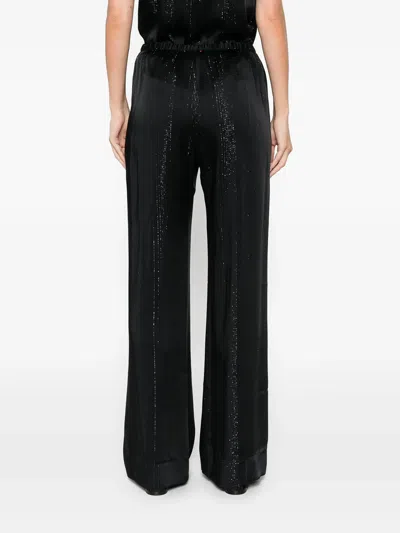 Forte Forte Silver Pinstripe Satin Regular Waist Pants In Burgundy