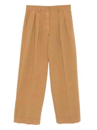 Forte Forte Fluid Cotton Bull Sartorial Low Waist Pants In Brown