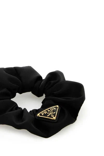 Prada Black Nylon Scrunchie In Pink