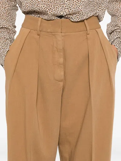 Forte Forte Fluid Cotton Bull Sartorial Low Waist Pants In Brown