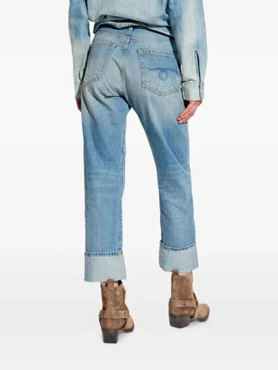 R13 Distressed-edge Straight-leg Jeans In Blue