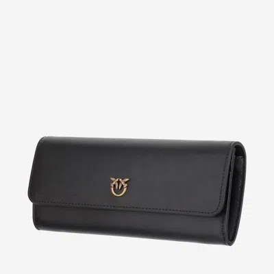 Pinko Love Tiny Birds Leather Wallet In Black