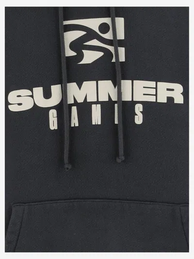 Summer Games Cotton Hoodie With Logo Hoodie Made Of Cotton Hood With Drawstring Long Sleeves Ela In Blue