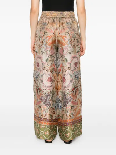 Pierre-louis Mascia Pierre Louis Mascia Printed Silk Trousers In Sand