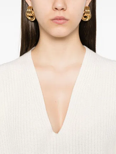 Fabiana Filippi Wool V Necked Sweater In White