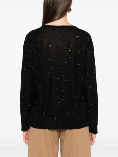 Fabiana Filippi Sequin Embellished V-neck Jumper In Black