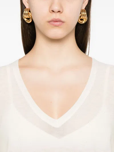 Fabiana Filippi Wool V Necked Sweater In White