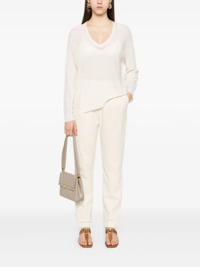 Fabiana Filippi Wool V Necked Sweater In White