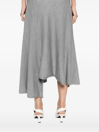 Khaite Miranda Wool Midi Skirt In Gray