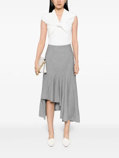 Khaite Miranda Wool Midi Skirt In Gray
