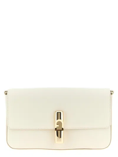 Furla Iride Small Cream Leather Crossbody Bag In White