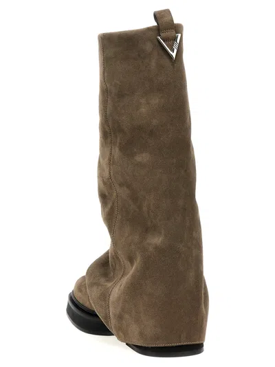 Attico Suede Robin Combat Boots In Gray