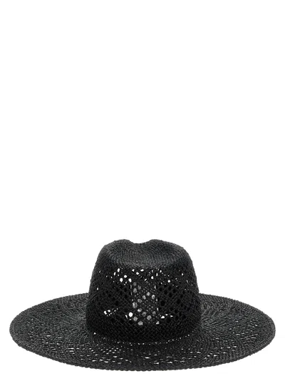 Ruslan Baginskiy Woven Raffia Fedora Hat In Black