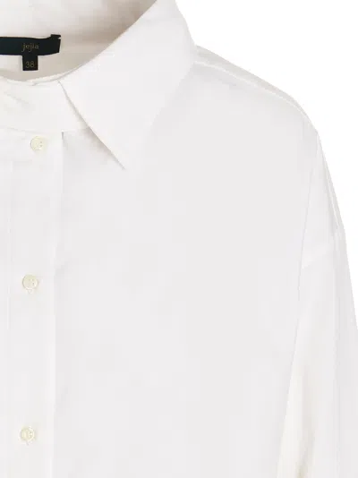 Jejia Asymmetric Cotton Shirt With Button In White