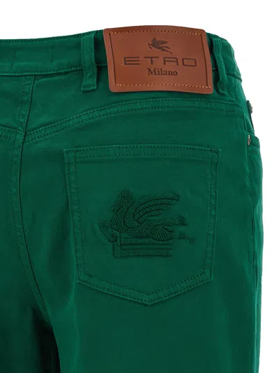 Etro Embroidered-logo Back-patch Trousers In Multi