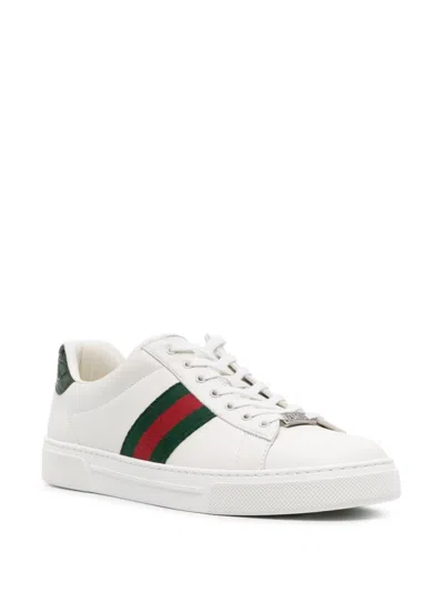 Gucci White Calf Leather Bos Taurus Low Top Sneakers