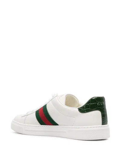 Gucci White Calf Leather Bos Taurus Low Top Sneakers