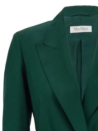 Max Mara Green Wool Canvas Jacket With Belt In Green