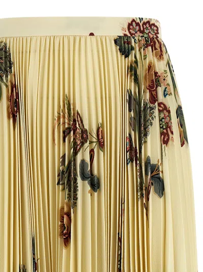 Etro Pleated Midi Skirt With Floral Print In Multi