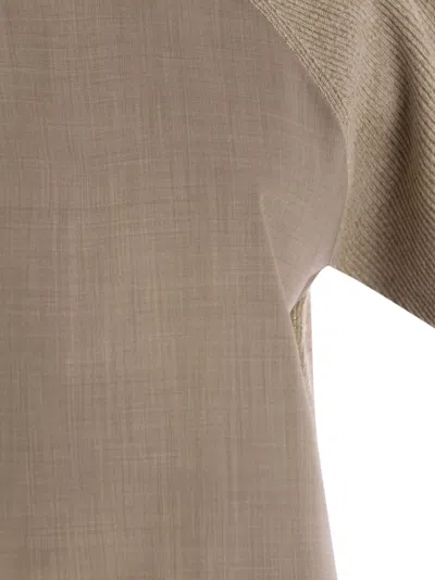 Fabiana Filippi Platinum And Lurex Short-sleeved Jersey In Sand
