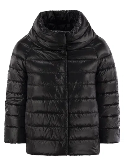 Herno Mini Cape With Jewelled Sleeves In Black