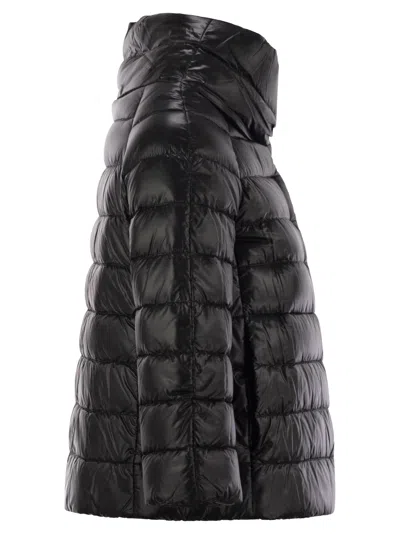 Herno Mini Cape With Jewelled Sleeves In Black