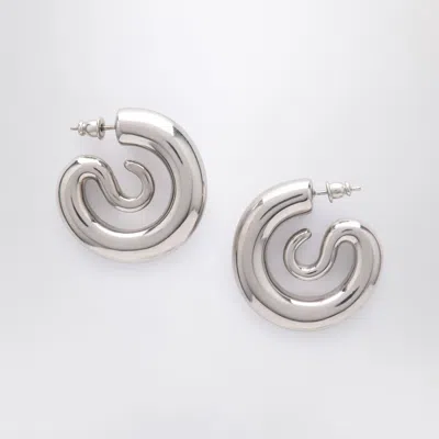 Panconesi Small Silver Serpent Hoops Earrings In Metallic