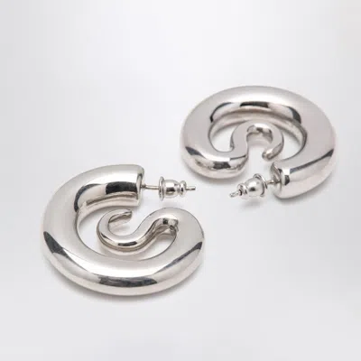Panconesi Small Silver Serpent Hoops Earrings In Metallic