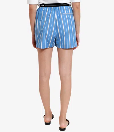 Msgm Cotton Poplin Shorts In Blue
