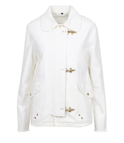 Fay Cotton Casual Jacket With Unique Fastening System In White
