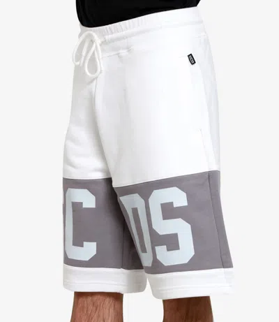 Gcds Cotton Jersey Bermuda Shorts With Logo Print In White