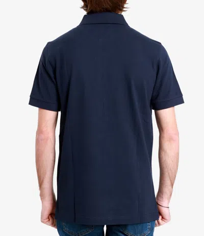 Fay Navy Blue Polo Shirt Short-slevees With Embroidered Logo In Blue