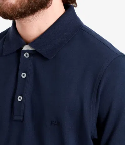 Fay Navy Blue Polo Shirt Short-slevees With Embroidered Logo In Blue