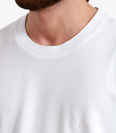 Fay Logo Crew Neck T-shirt In White