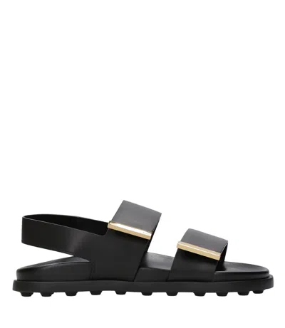 Tod's Leather Slingback Sandals In Black