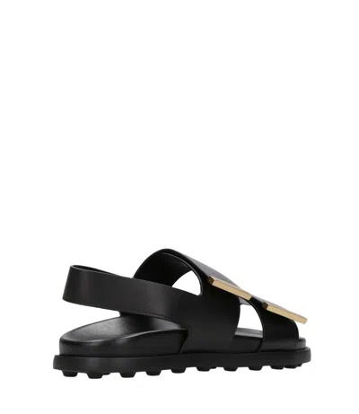 Tod's Leather Slingback Sandals In Black