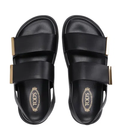 Tod's Leather Slingback Sandals In Black