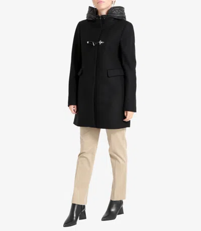 Fay Toggle Coat In Wool Cloth In Black