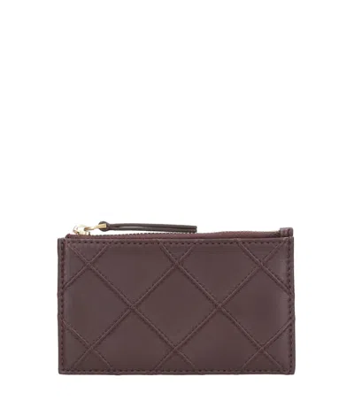 Tory Burch Fleming Soft Wallet In Burgundy