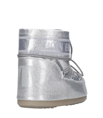 Moon Boot Icon Low Silver Glitter Ankle Boots In Silver