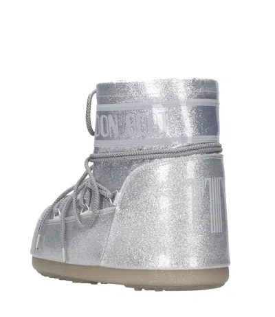 Moon Boot Icon Low Silver Glitter Ankle Boots In Silver