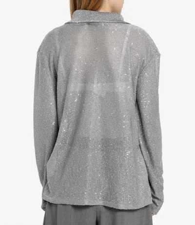 Msgm Woman Sweater Grey Size L Polyester In Gray
