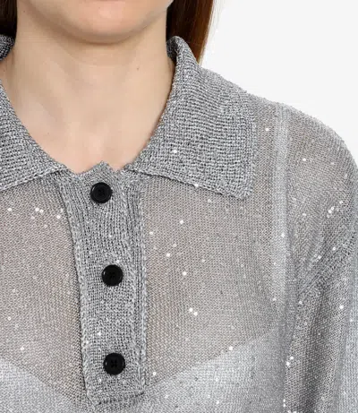 Msgm Woman Sweater Grey Size L Polyester In Gray