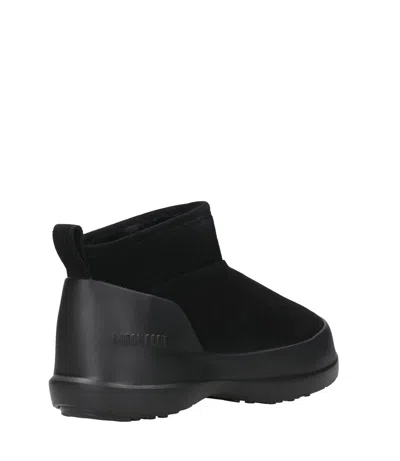 Moon Boot Mezzaluna Suede Ankle Boots Pull Tab In Black
