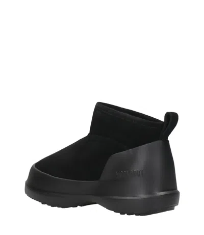 Moon Boot Mezzaluna Suede Ankle Boots Pull Tab In Black
