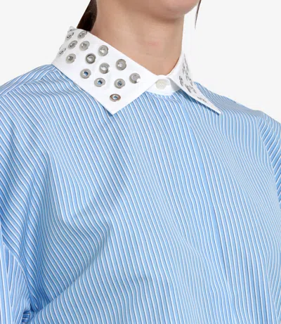 Msgm Shirts Light Blue In Brown
