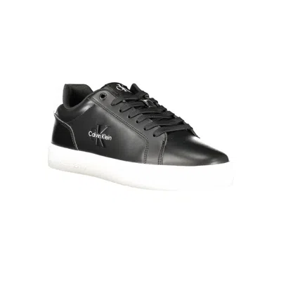 Calvin Klein Black Leather Men Sneaker In Black