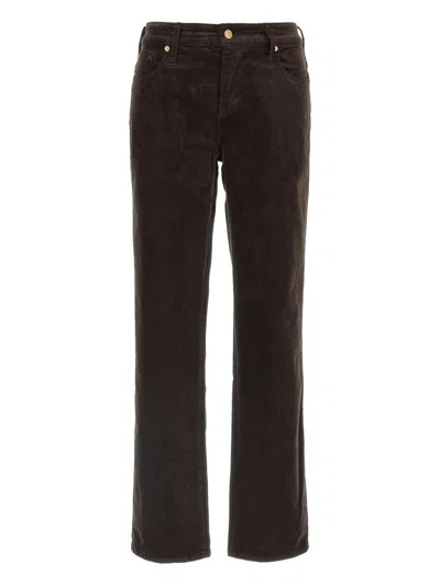7 For All Mankind Calie Straight Mid-rise Cotton-blend Velvet Straight Pants In Brown
